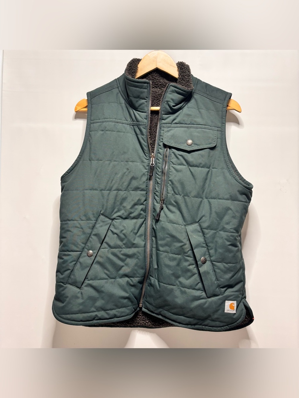 Carhartt Montana Reversible Puffer Vest Basil Green Womens Size M